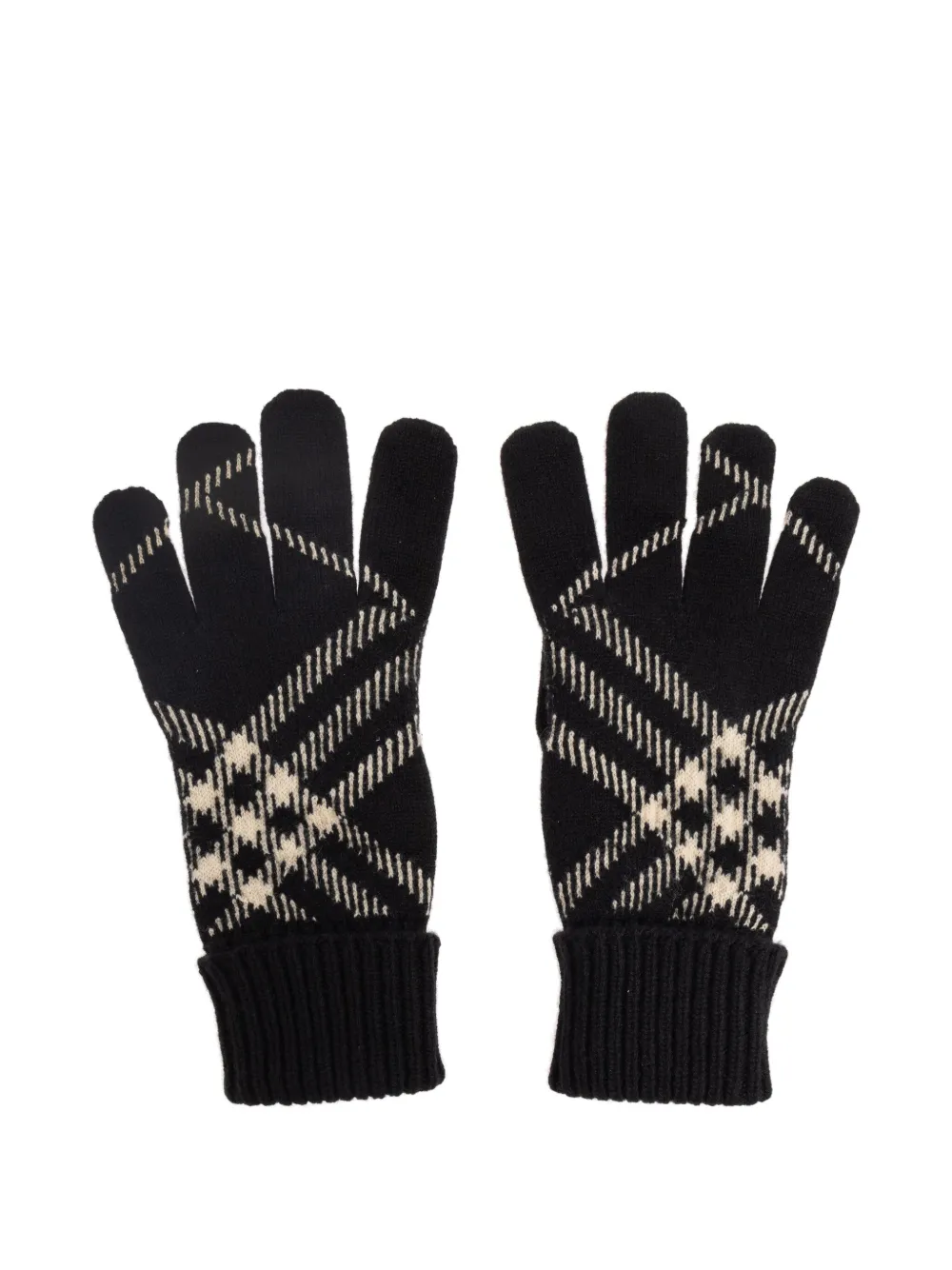 Burberry patterned ribbed gloves | Black | Image 1