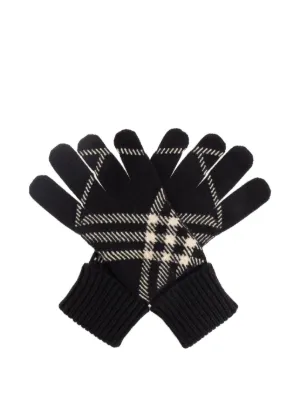 BURBERRY ニット手袋 ブラック・ホワイト BURBERRY（バーバリー） 手袋 LG CORE CASHMERE GLOVE 8060107