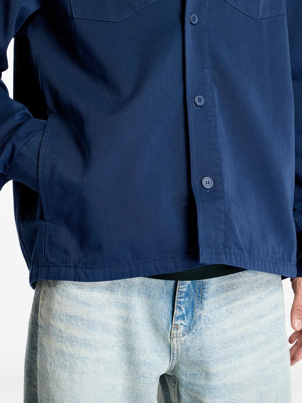 Fred Perry Twill shirtjack met opgestikte zak Blauw