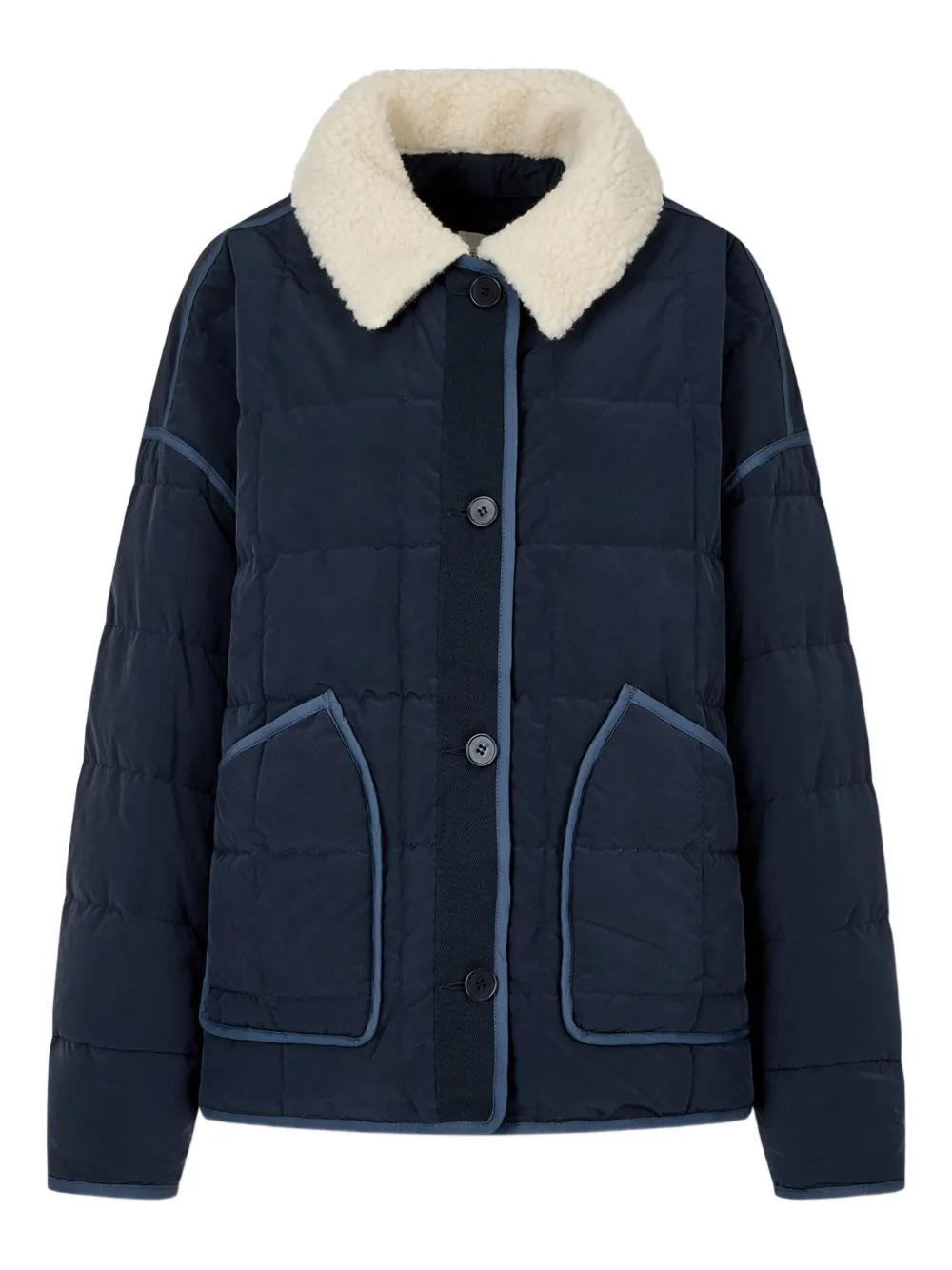 STUDIO TOMBOY detachable-collar quilted puffer jacket - Blue