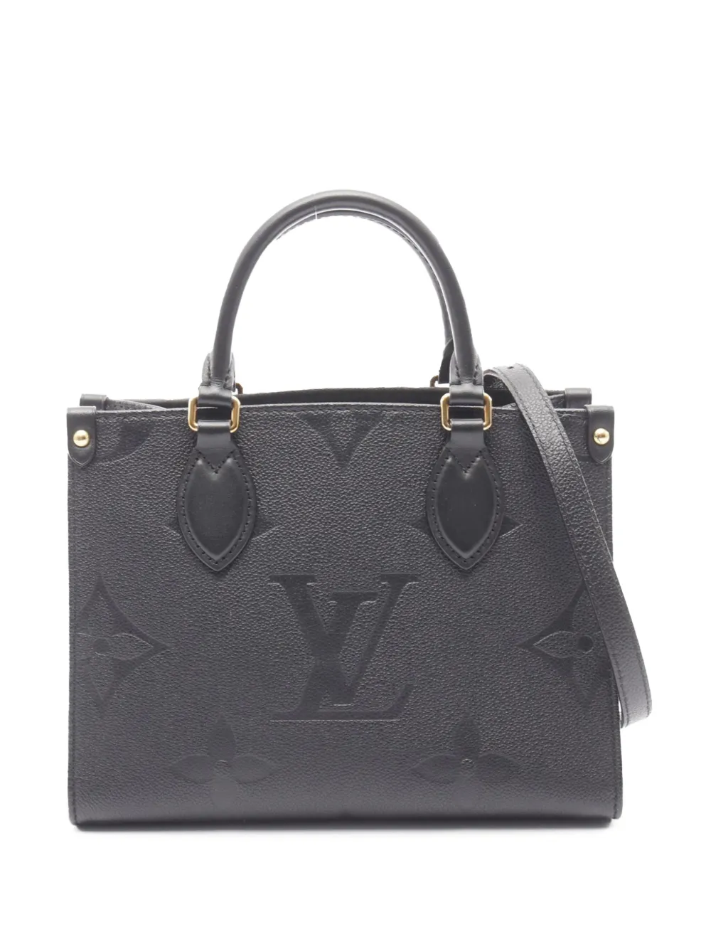 Pre-owned Louis Vuitton 2021-2025 Monogram Empreinte Onthego Pm Satchel In Black
