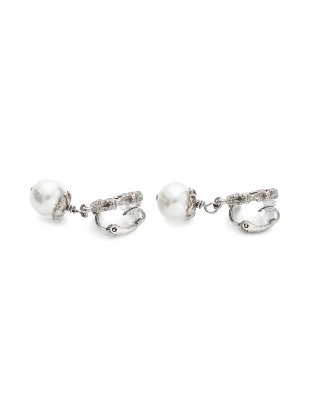 CHANEL Pre-Owned aretes de clip con perlas artificiales y logo CC | Image 2