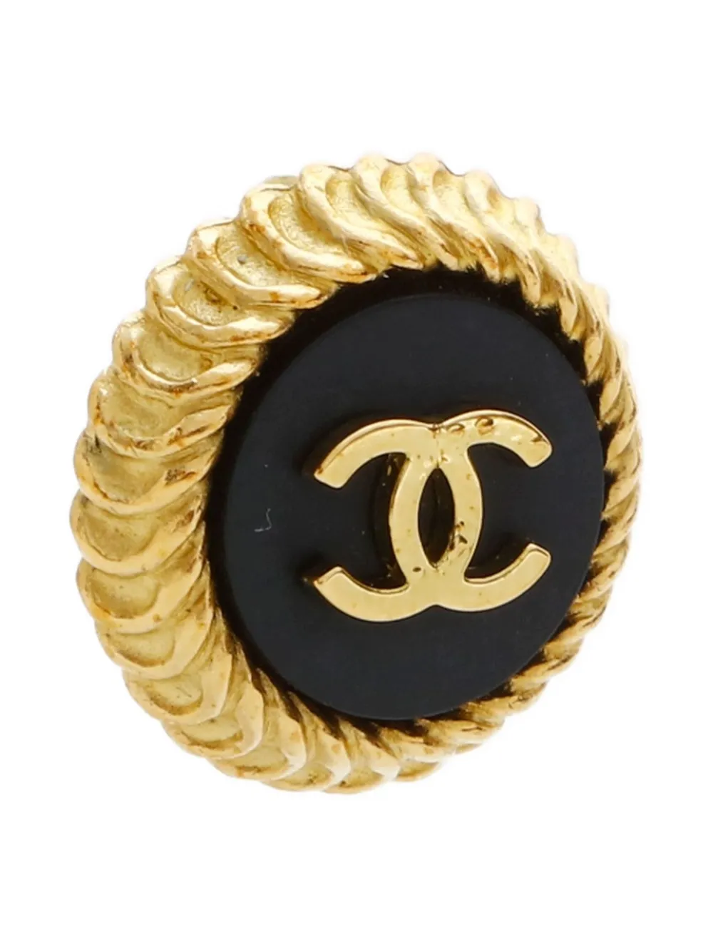 Pre-owned Chanel 1995 Signature Interlocking Cc Logo Clip-on Earrings In Gold