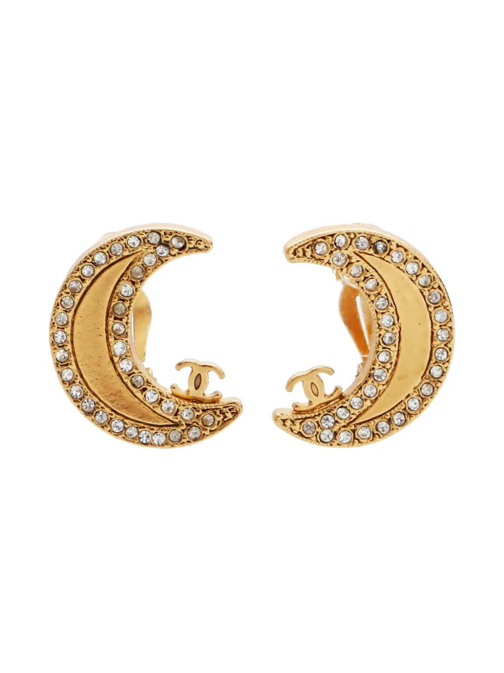 CHANEL Pre-Owned 2001 Moon CC Mark earrings - ゴールドトーン CHANEL Pre-Owned 2001 Moon CC Mark earrings - ゴールドトーン