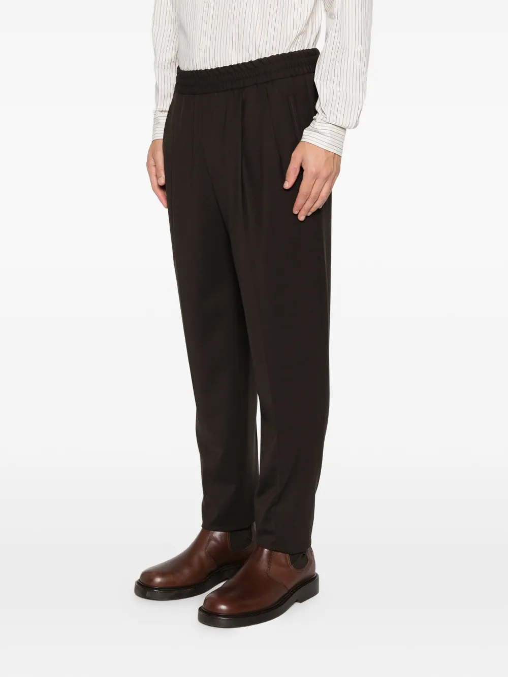 Zegna elasticated pleated trousers Bruin