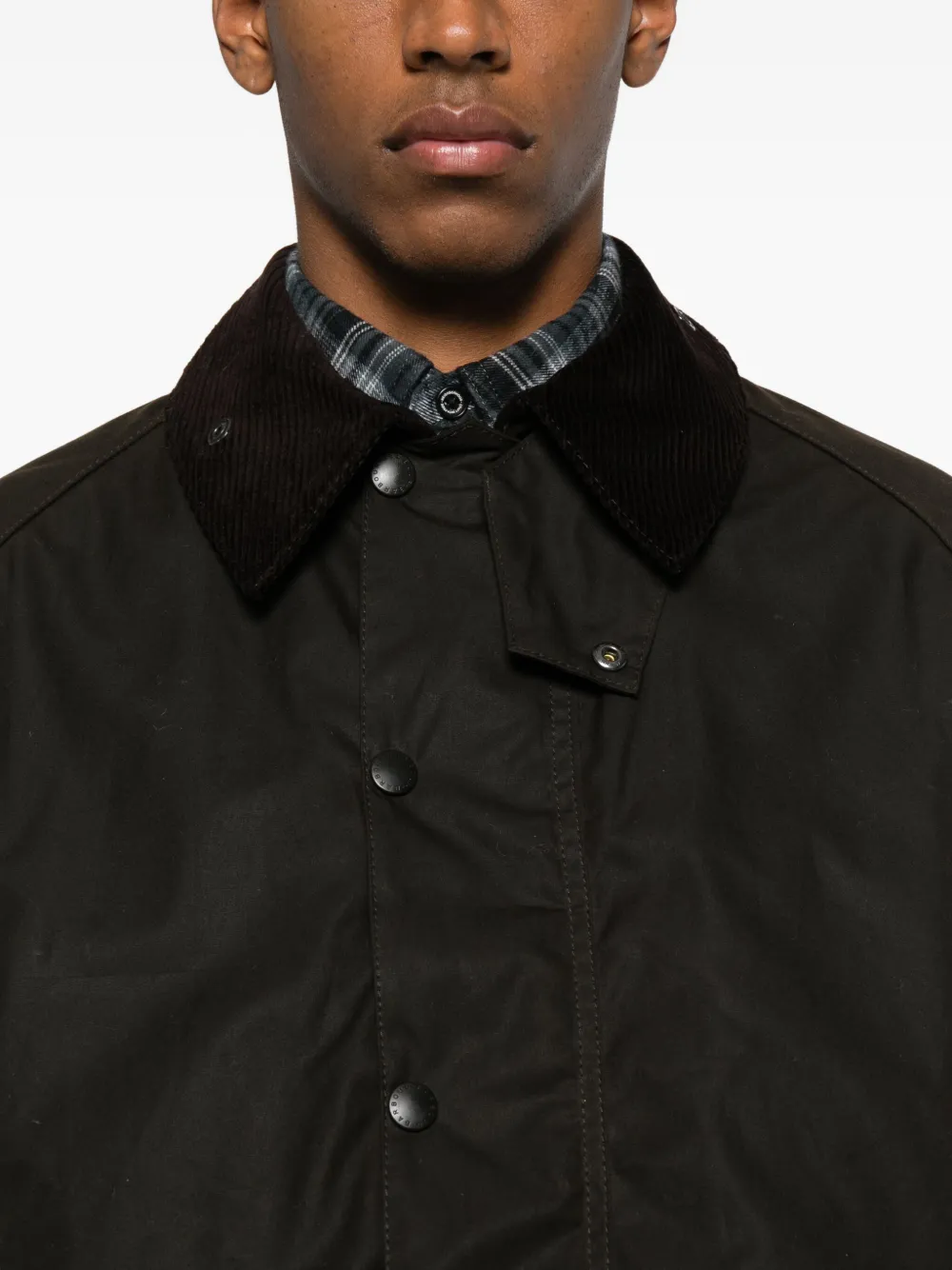 Barbour Gewaxt jack met ribfluwelen kraag Bruin