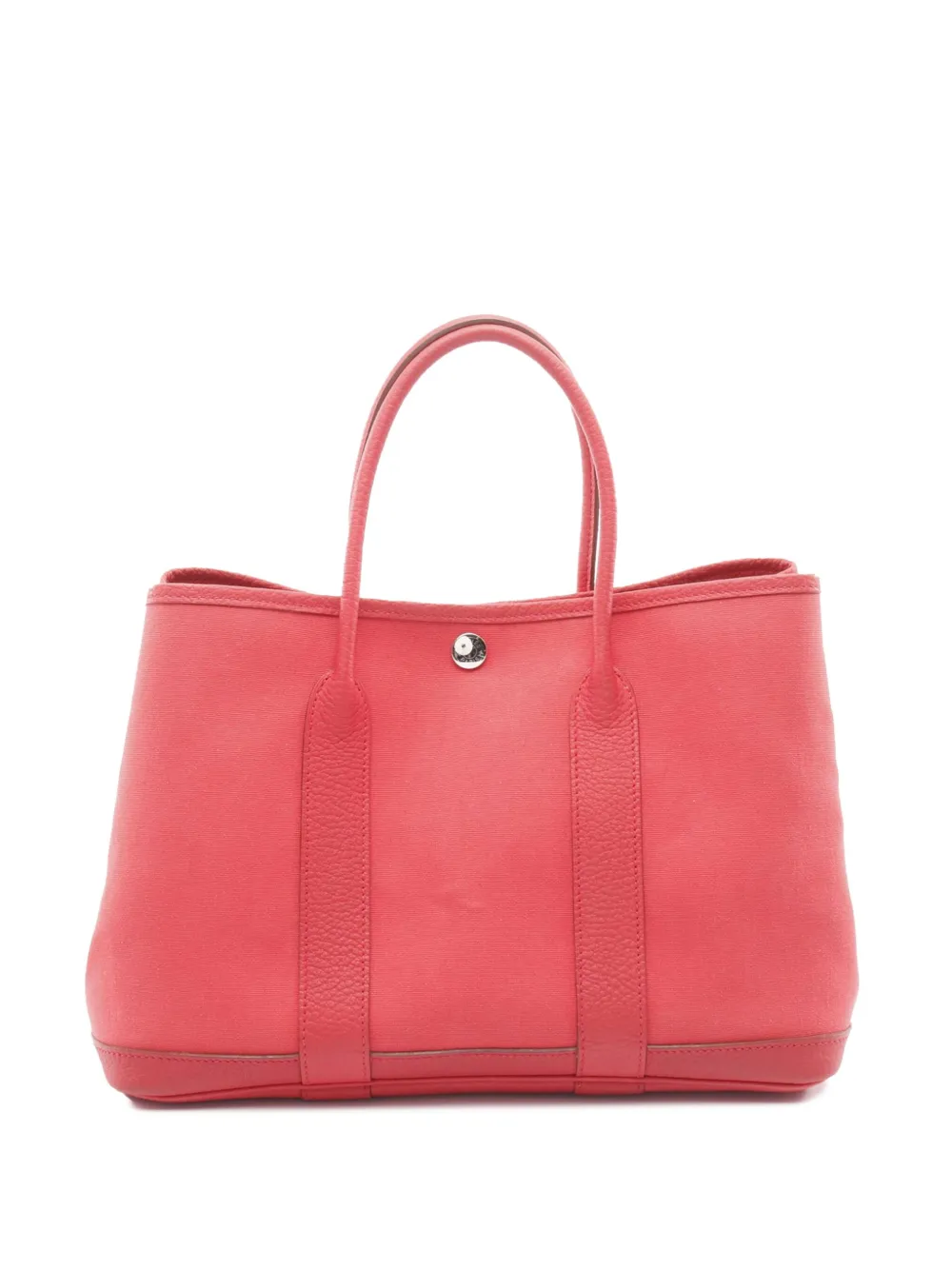 Pre-owned Hermes 2009 Toile And Negonda Garden Party 30 Satchel In Pink