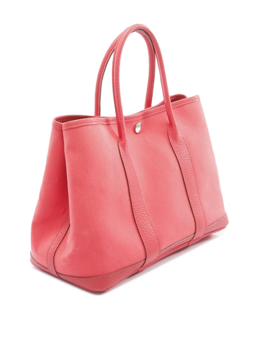 Pre-owned Hermes 2009 Toile And Negonda Garden Party 30 Satchel In Pink