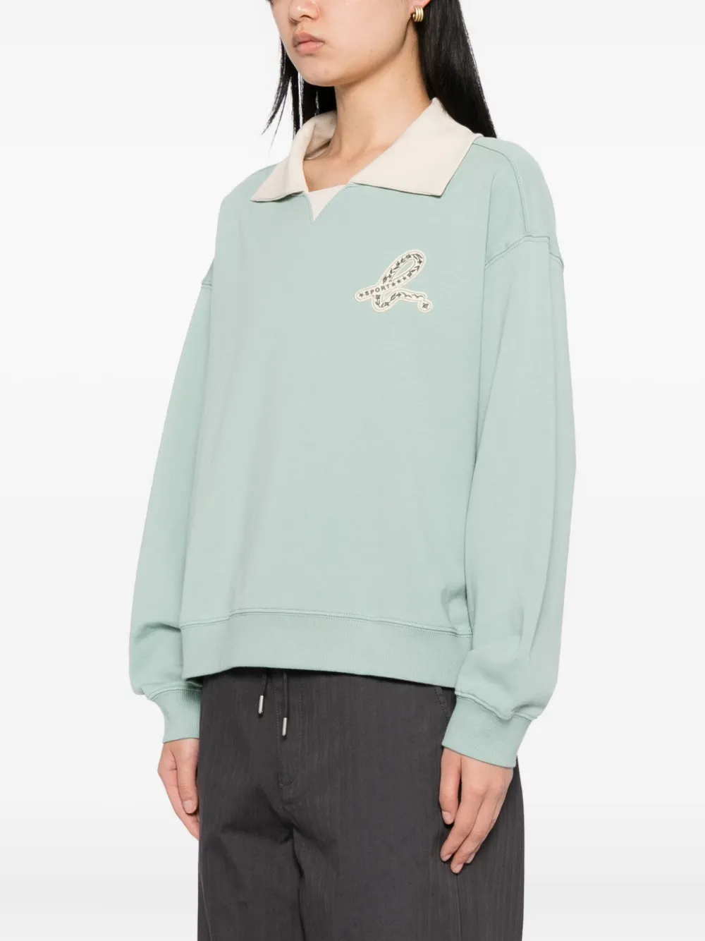 Sport B. By Agnès B. Logo Collared Sweatshirt In Green