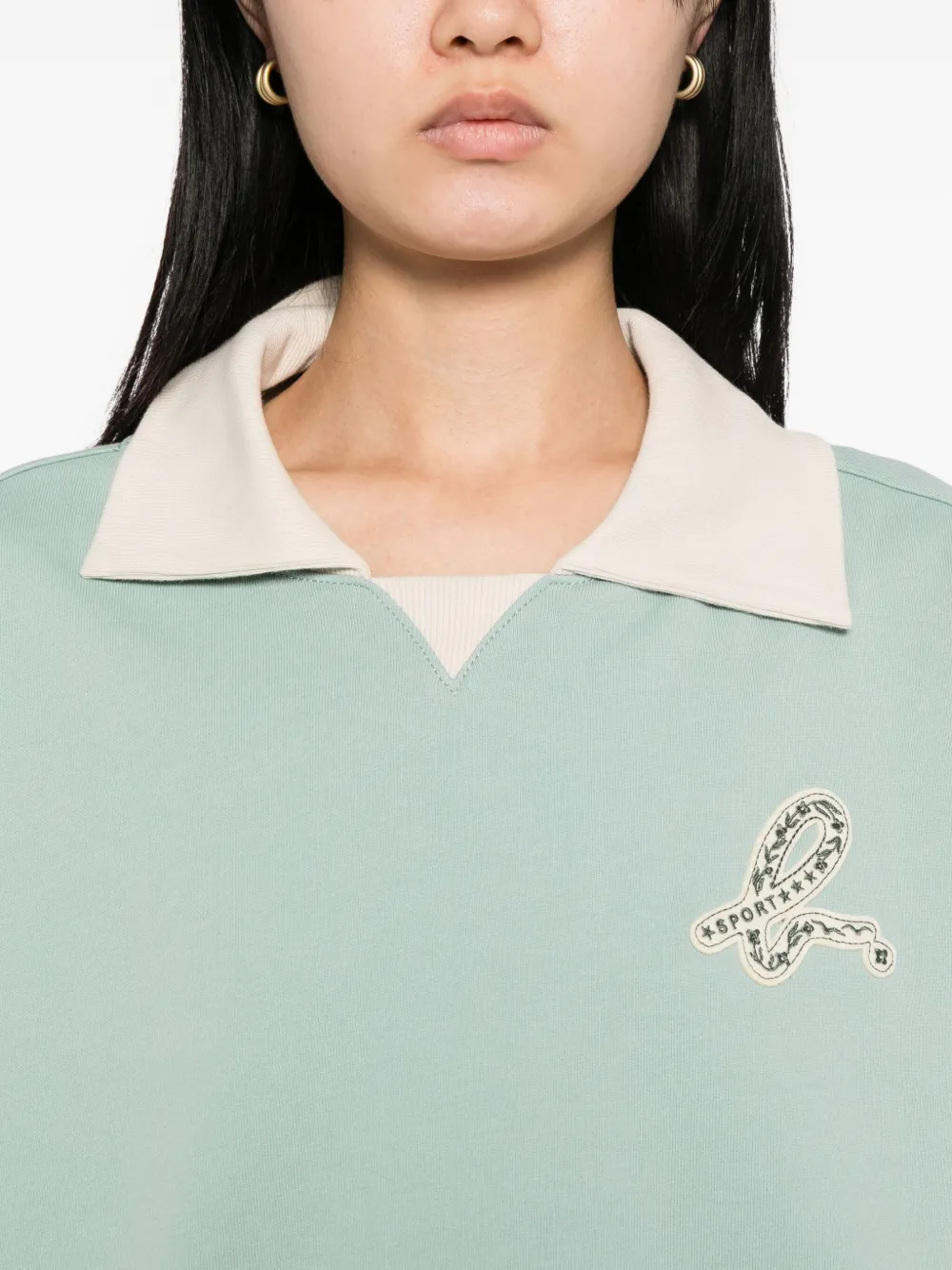 Sport B. By Agnès B. Logo Collared Sweatshirt In Green