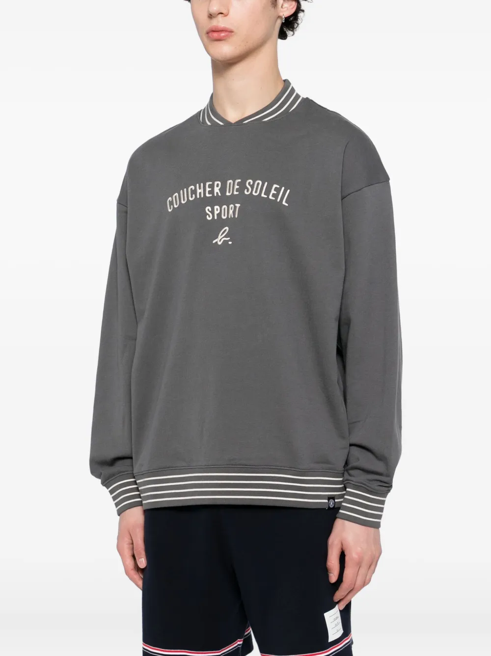 Sport B. By Agnès B. Slogan-embroidered Sweatshirt In Gray