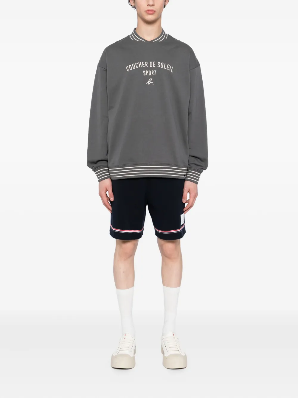 SPORT b. by agnès b. slogan-embroidered sweatshirt - Grijs