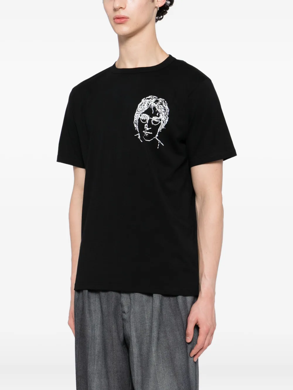 Agnès B. X Rafael Gray Cotton T-shirt In Black