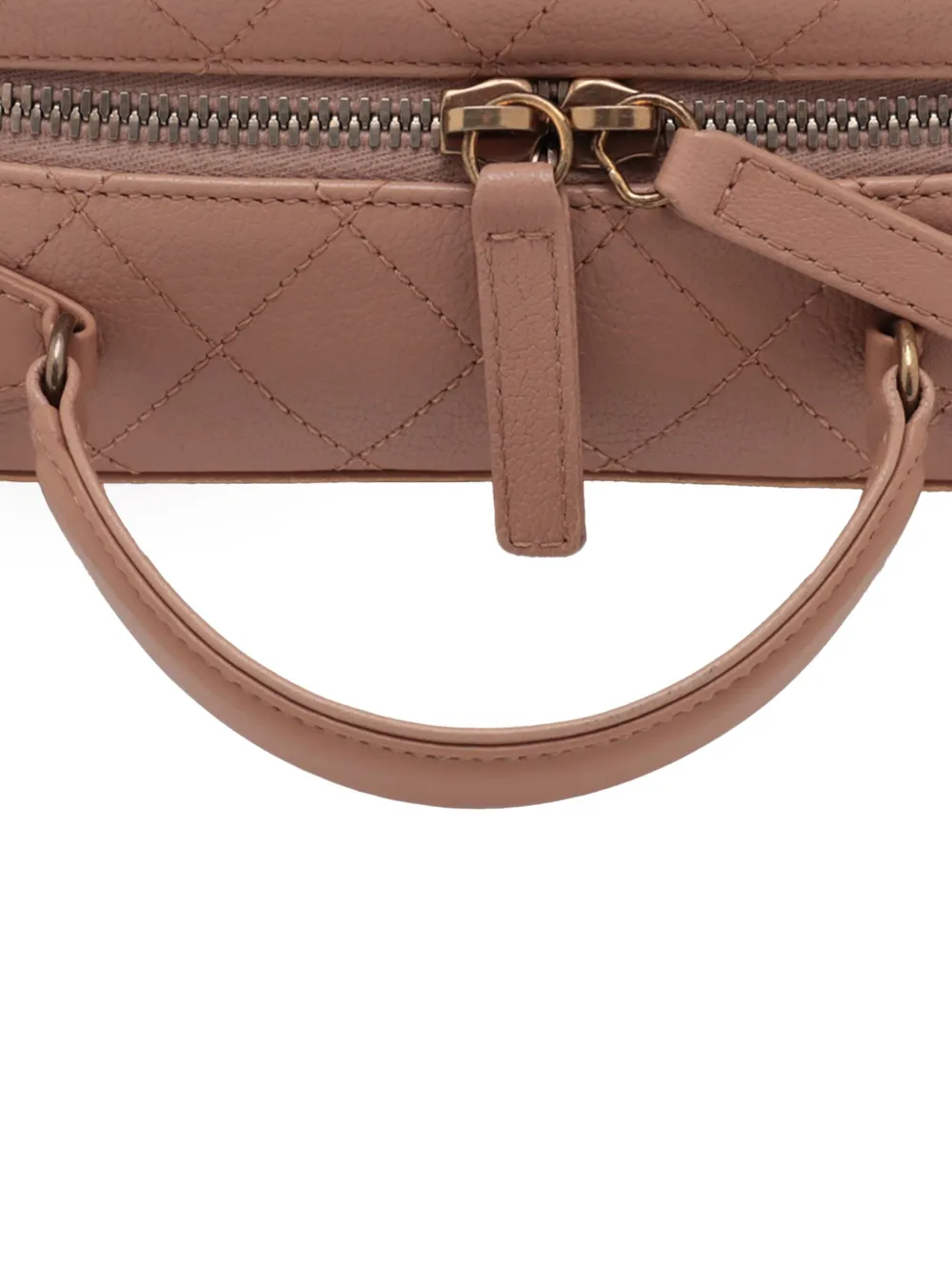 Pre-owned Chanel 2016-2017 Goatskin And Quilted Calfskin Coco Curve Case Vanity Bag In Brown