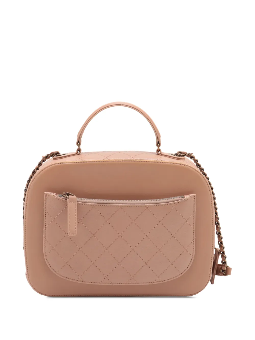 Pre-owned Chanel 2016-2017 Goatskin And Quilted Calfskin Coco Curve Case Vanity Bag In Brown