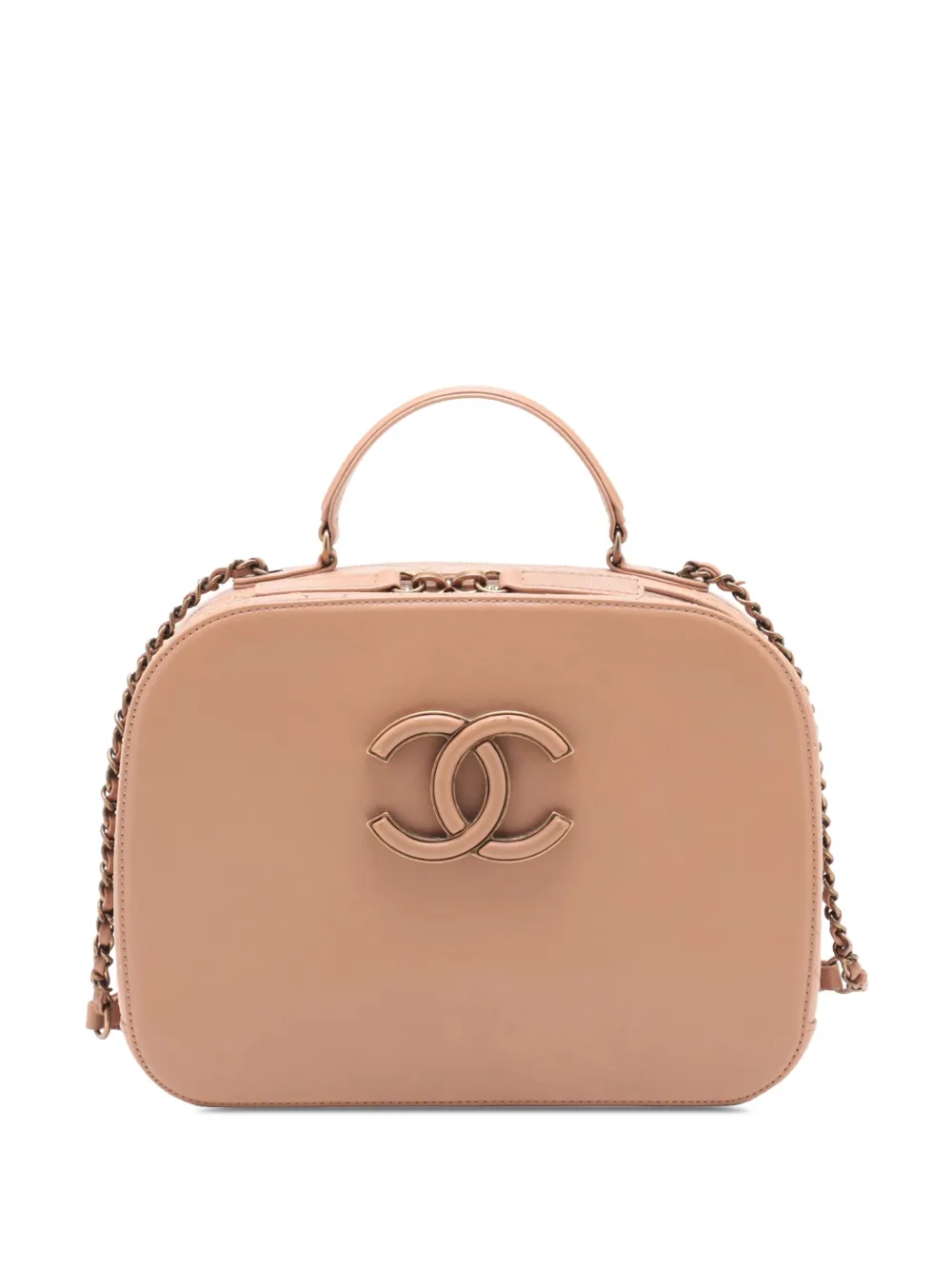 CHANEL Pre-Owned 2016-2017 Goatskin and Quilted Calfskin Coco Curve Case vanity bag | Brown | Image 1