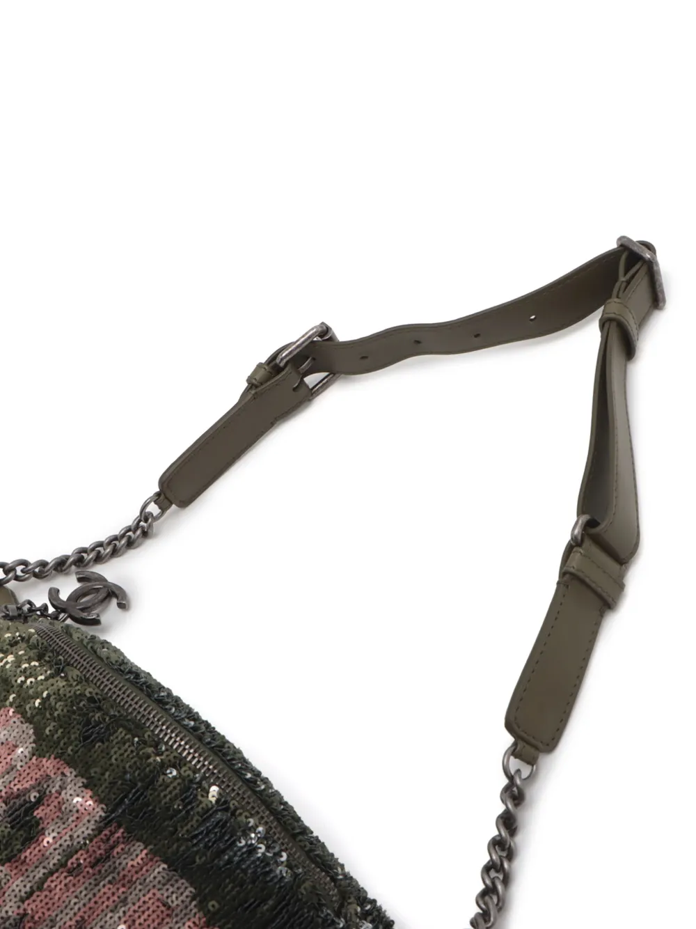Pre-owned Chanel 2016-2017 Sequin And Quilted Lambskin Coco Cuba Waist Bag Belt Bag In Brown