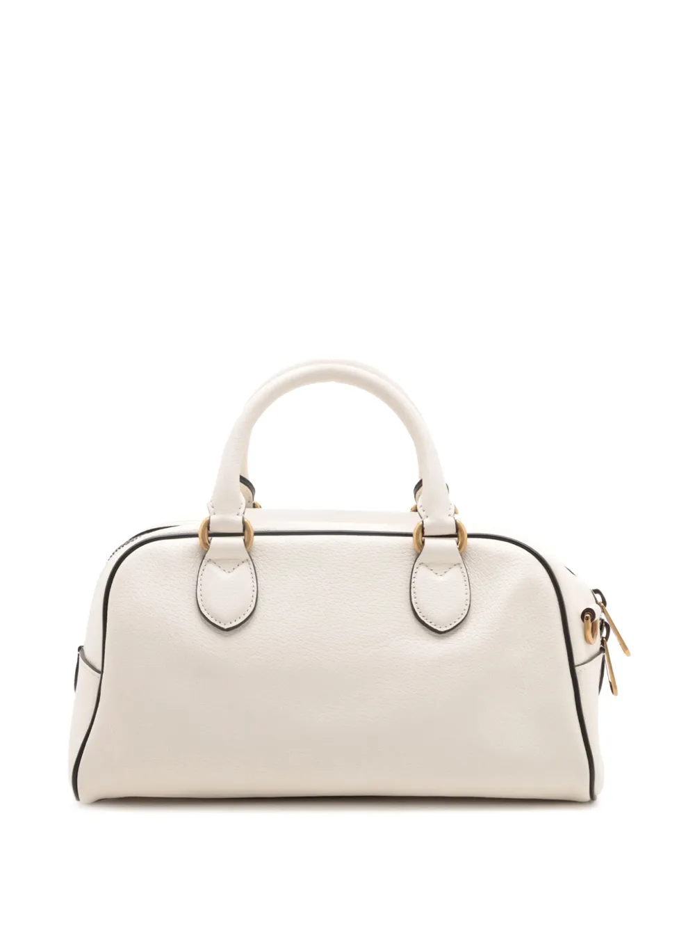 Pre-owned Gucci 2016-2025 Adidas Mini Textured Dollar Calfskin Logo Web Duffle Bag Satchel In White