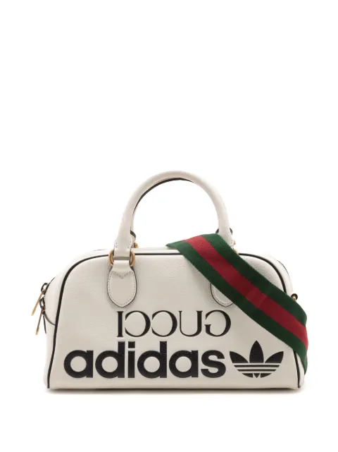 Gucci Pre-Owned 2016-2025 Adidas Mini Textured Dollar Calfskin Logo Web Duffle Bag satchel