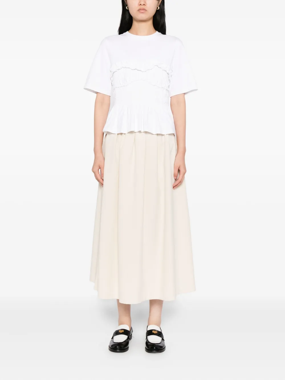 To b. by agnès b. Gesmockte rok - Beige