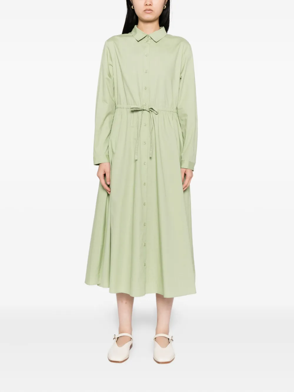 To B. By Agnès B. Drawstring Shirt Dress In Green