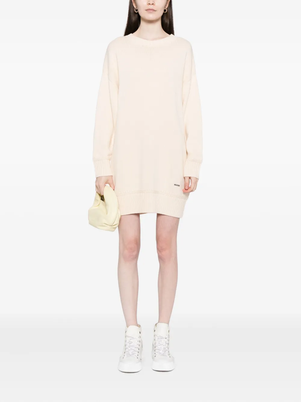 To B. By Agnès B. Logo Knitted Dress In Neutral