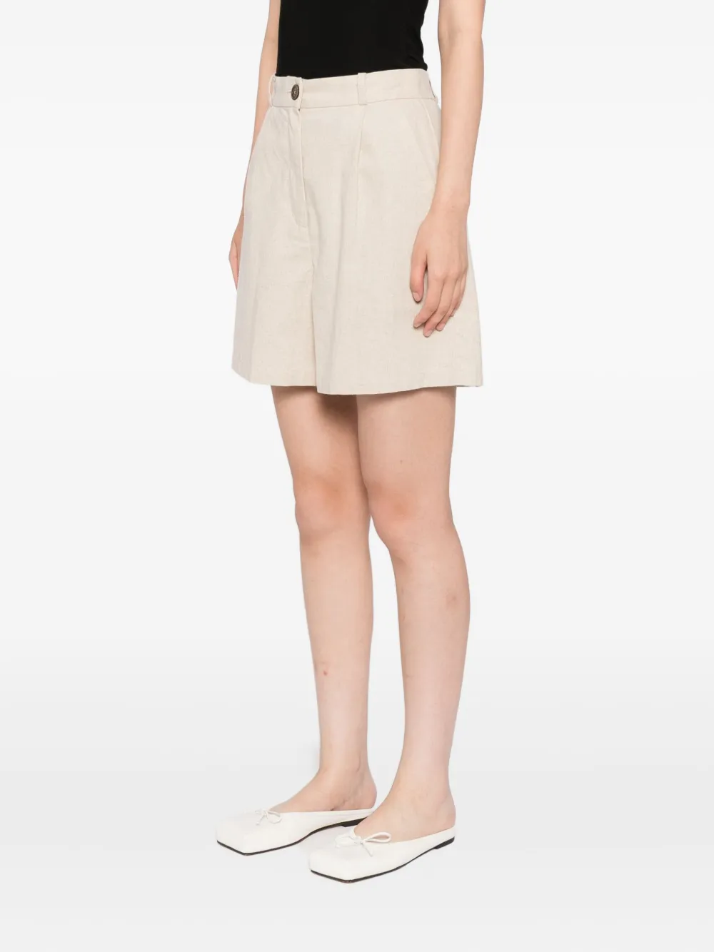 To B. By Agnès B. Canvas Shorts In White