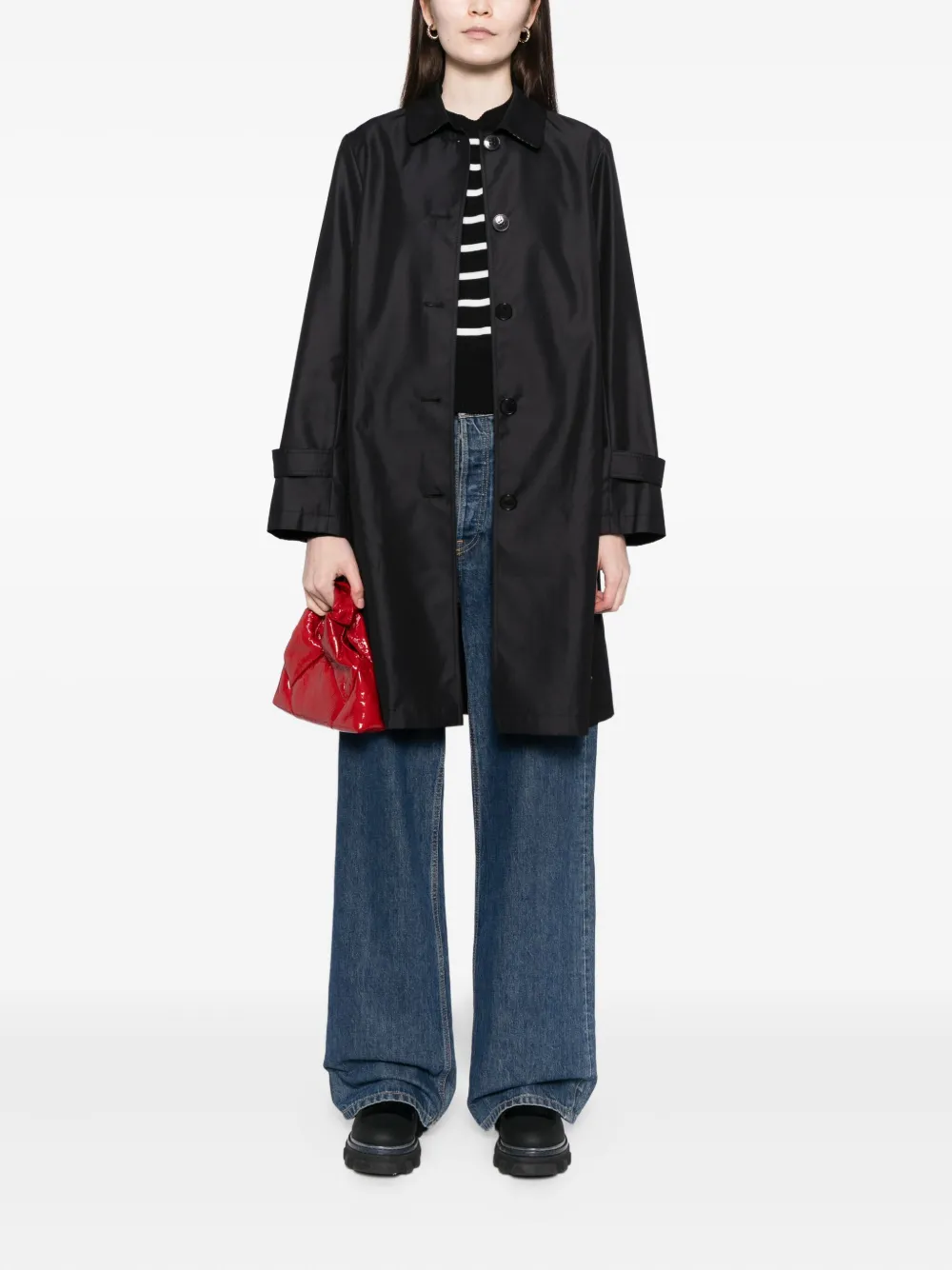 To B. By Agnès B. Buttoned Coat In Black