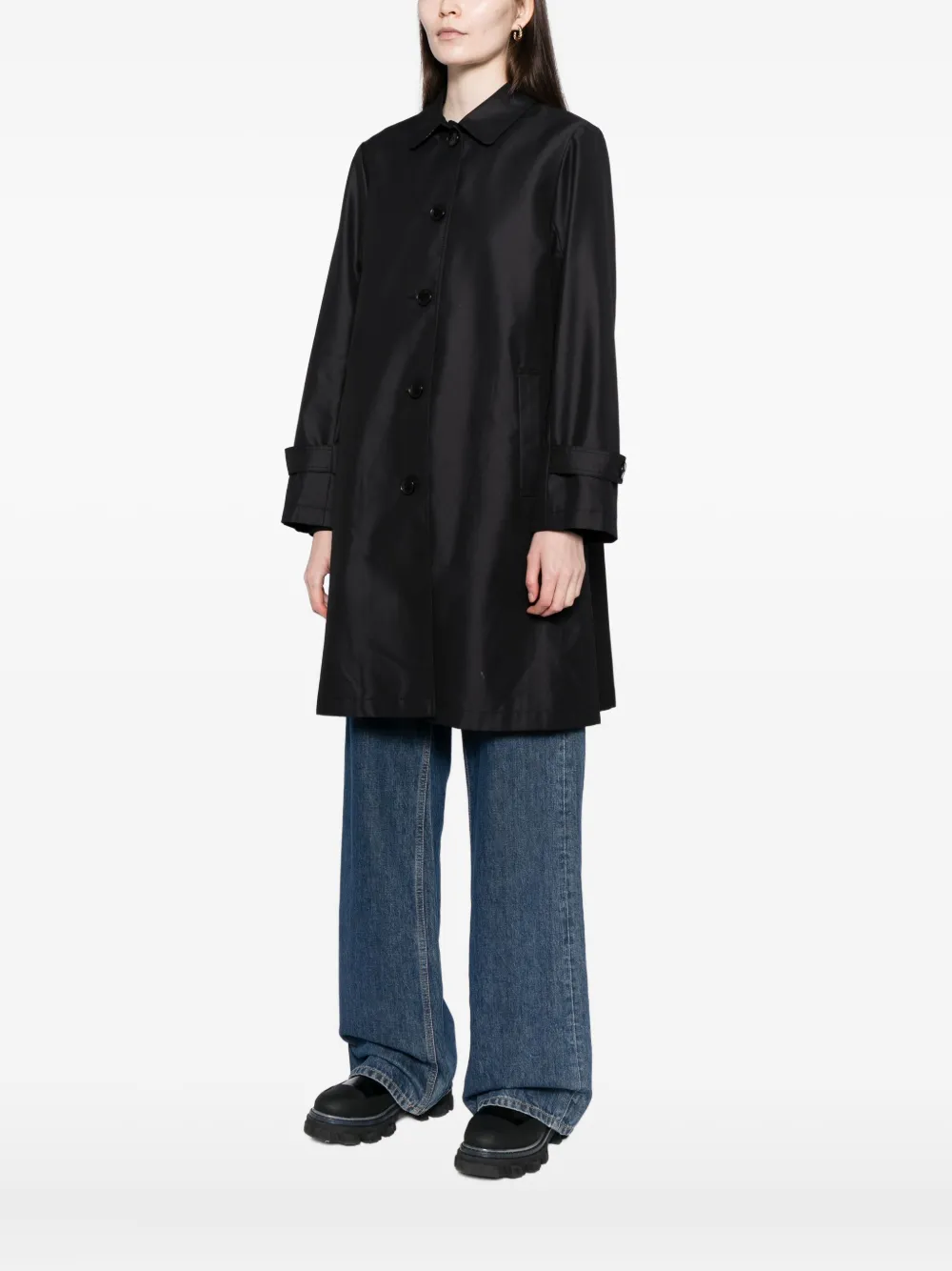 To B. By Agnès B. Buttoned Coat In Black