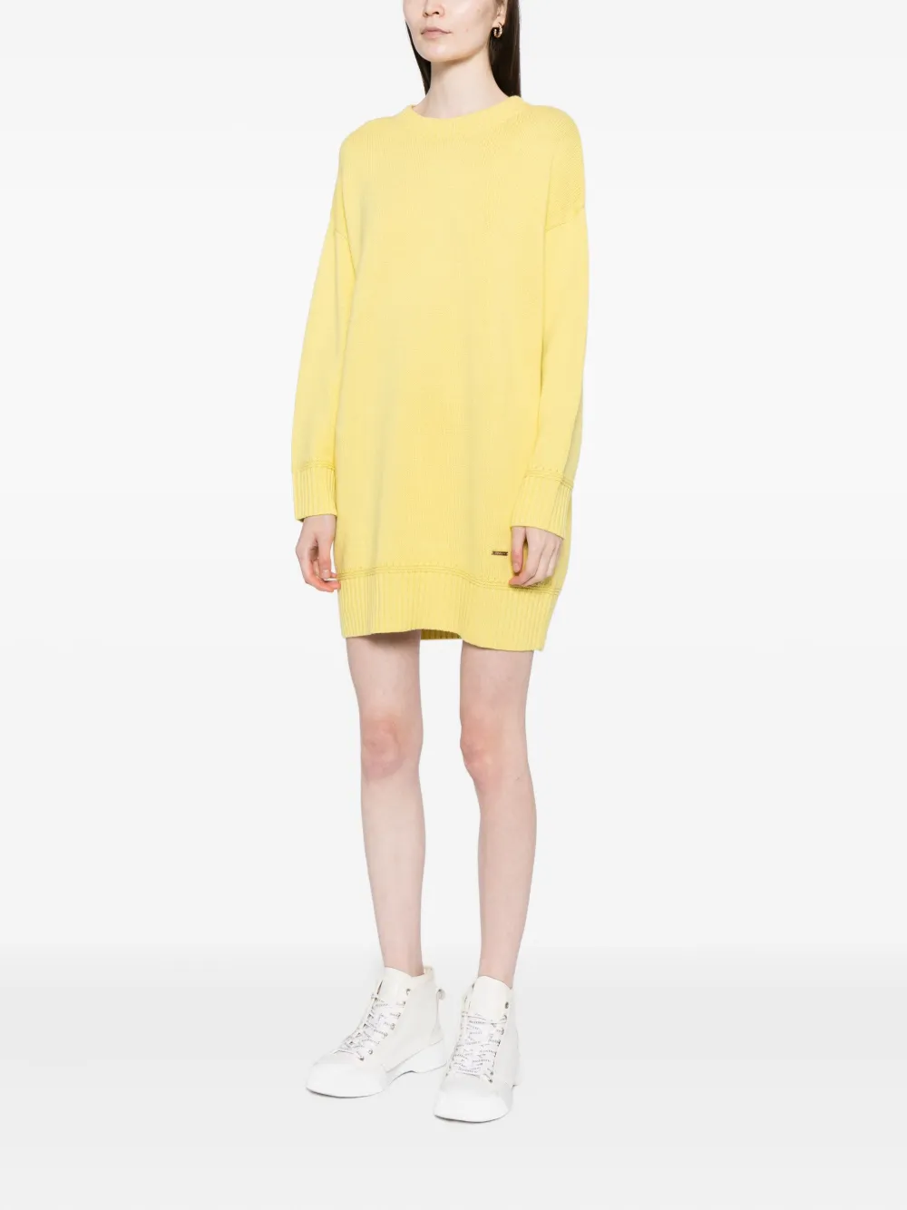 To B. By Agnès B. Logo Knitted Dress In Yellow