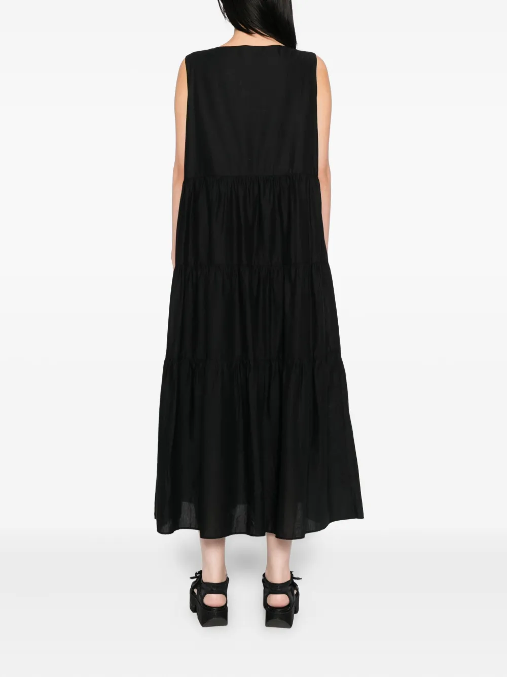 To B. By Agnès B. Tiered Cotton Dress In Black