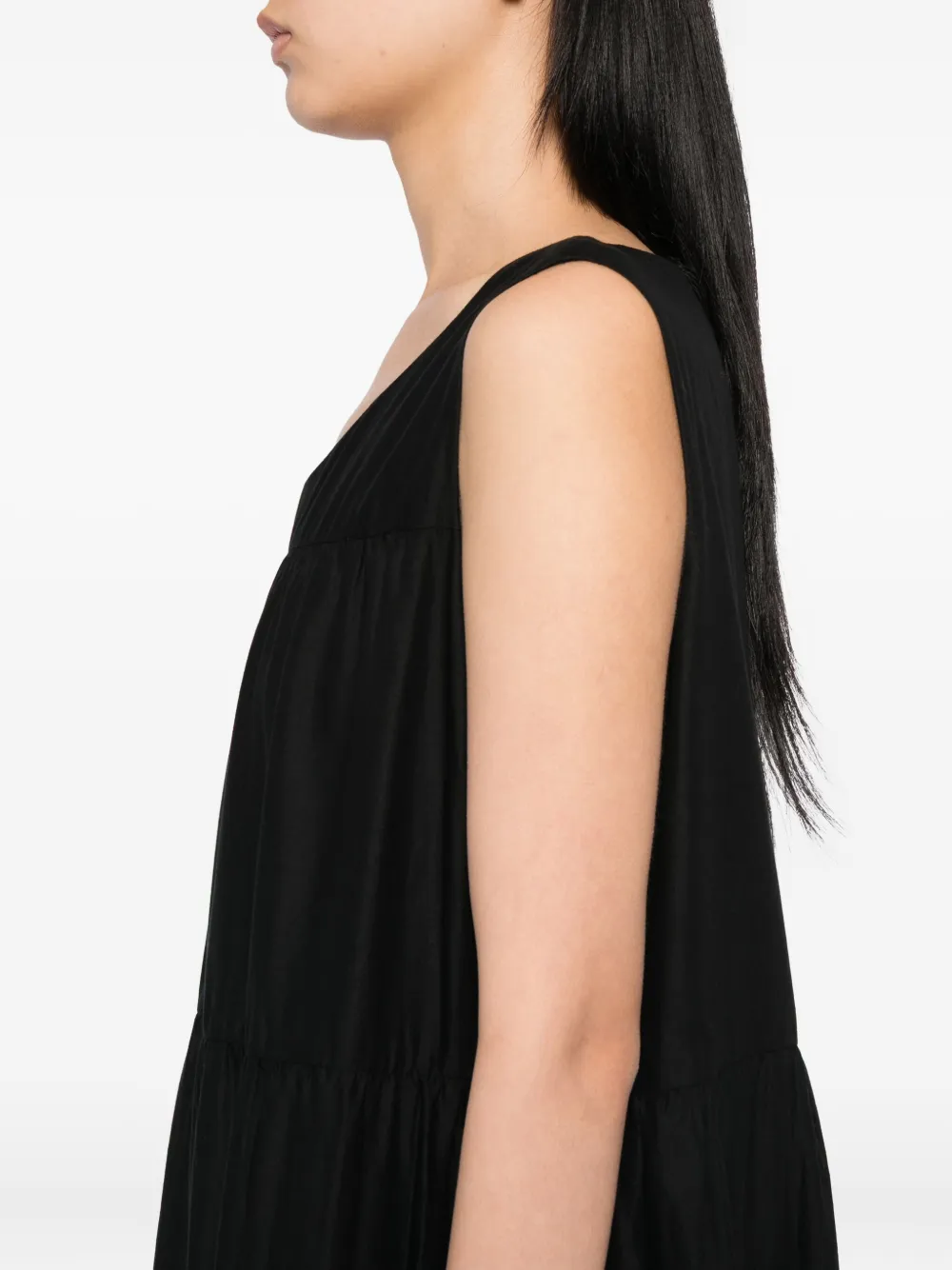 To B. By Agnès B. Tiered Cotton Dress In Black