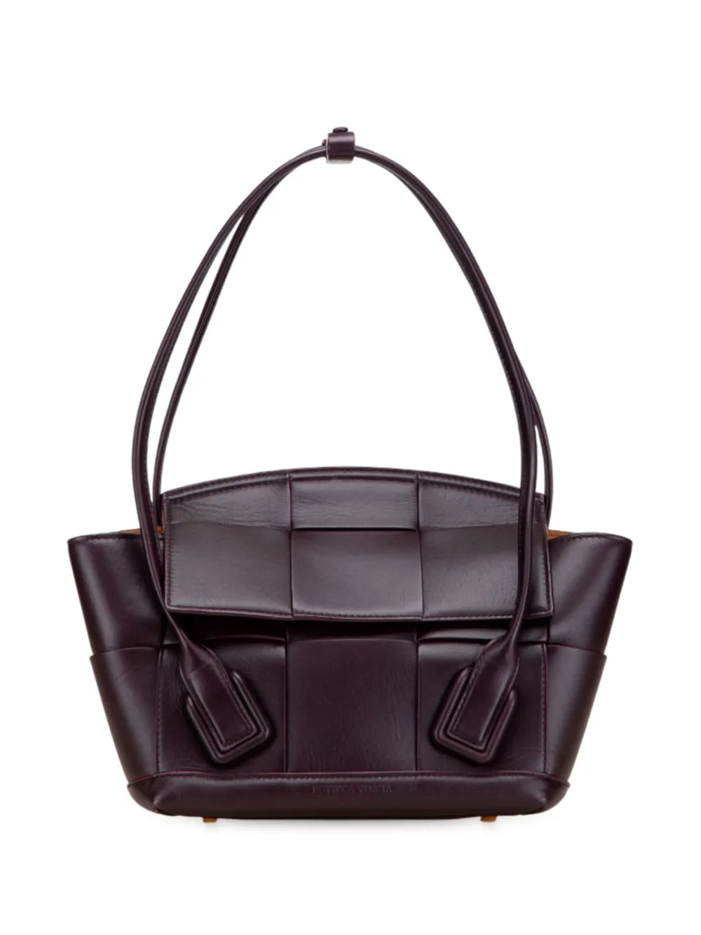 Pre-owned Bottega Veneta 2012-2025 Small Calfskin Maxi Intrecciato Arco Satchel In Red