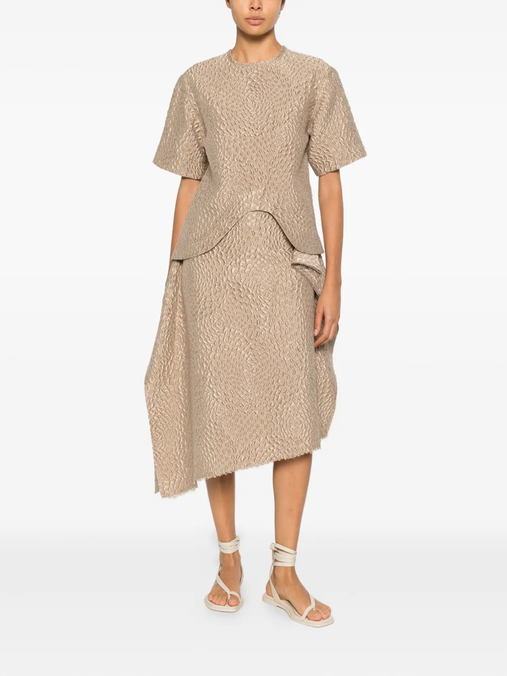 Niccolò Pasqualetti Collage asymmetric midi skirt - Beige