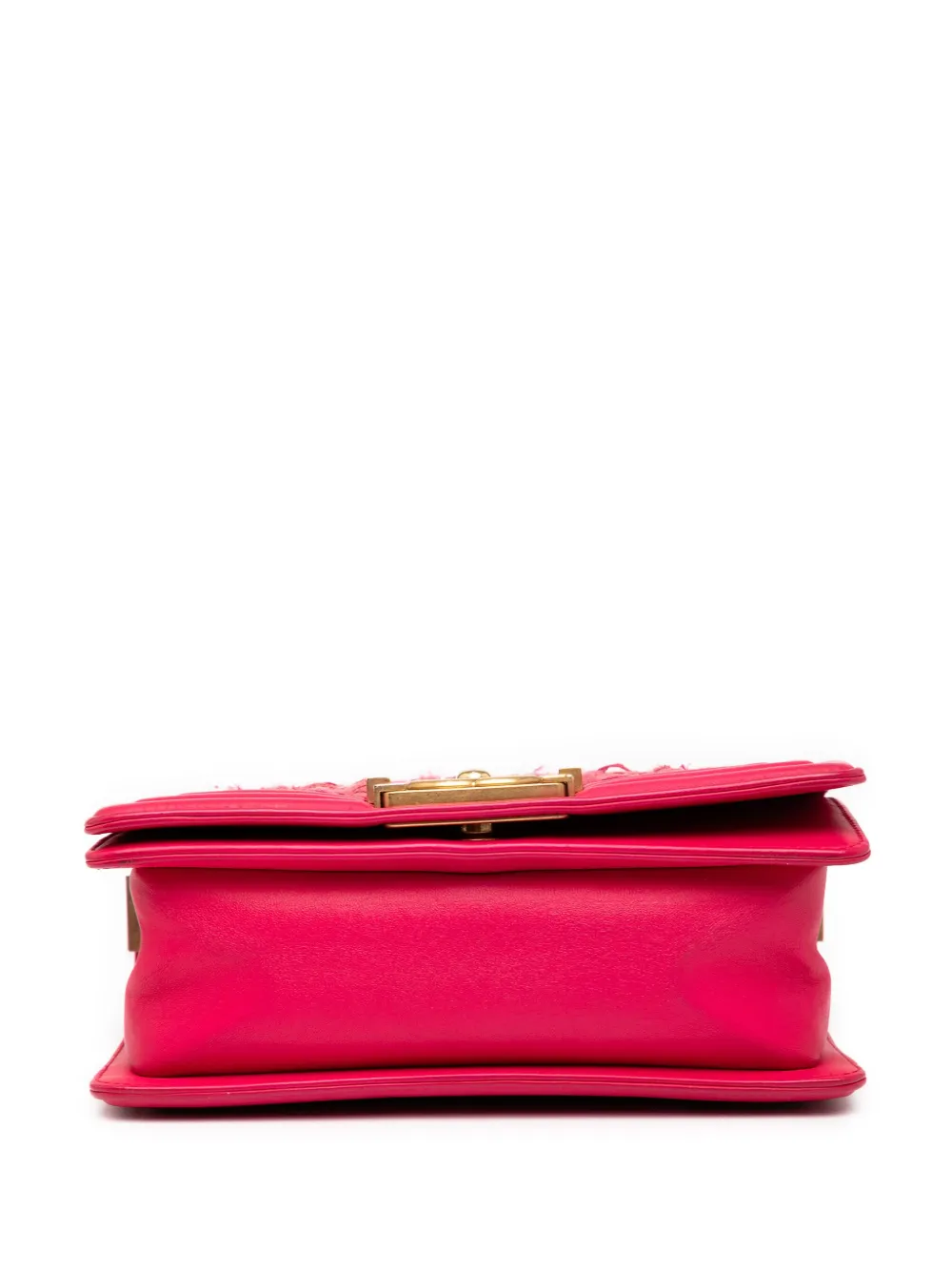 Pre-owned Chanel 2016-2017 Mini Tweed And Lambskin Boy Flap Crossbody Bag In Pink