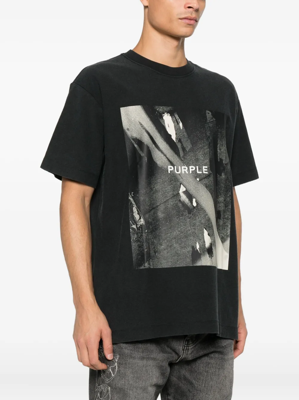 Purple Brand T-shirt met grafische print Zwart