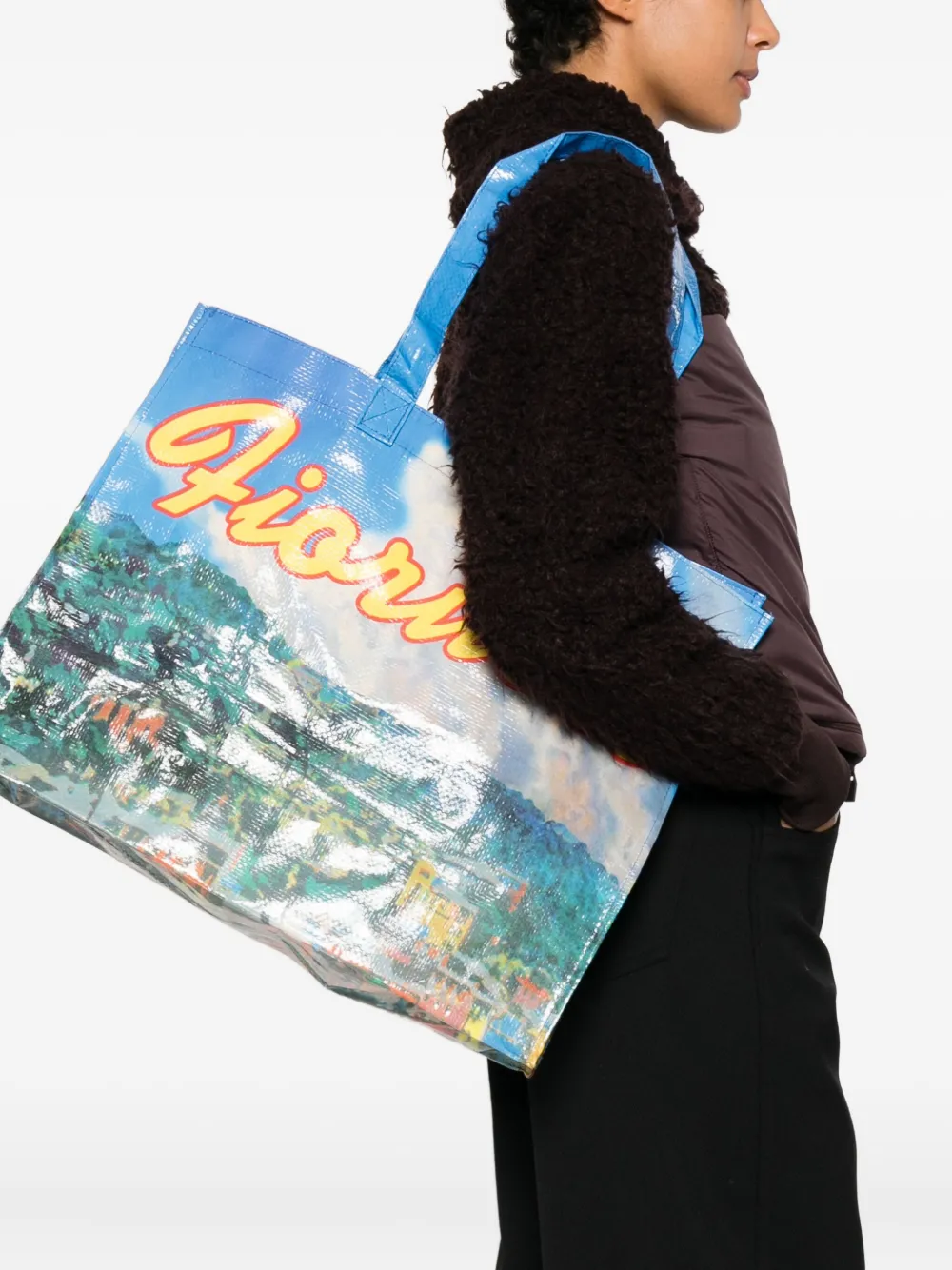 Fiorucci Maxi Portofino Postcard Tote Bag In Blue