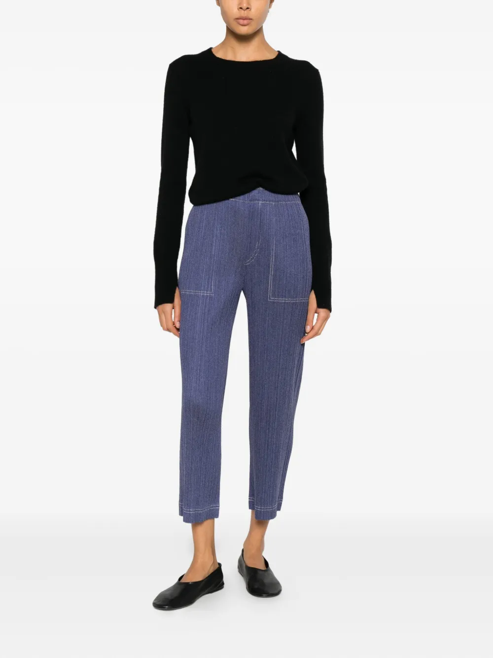 Pleats Please Issey Miyake pocket-detail trousers - Blauw