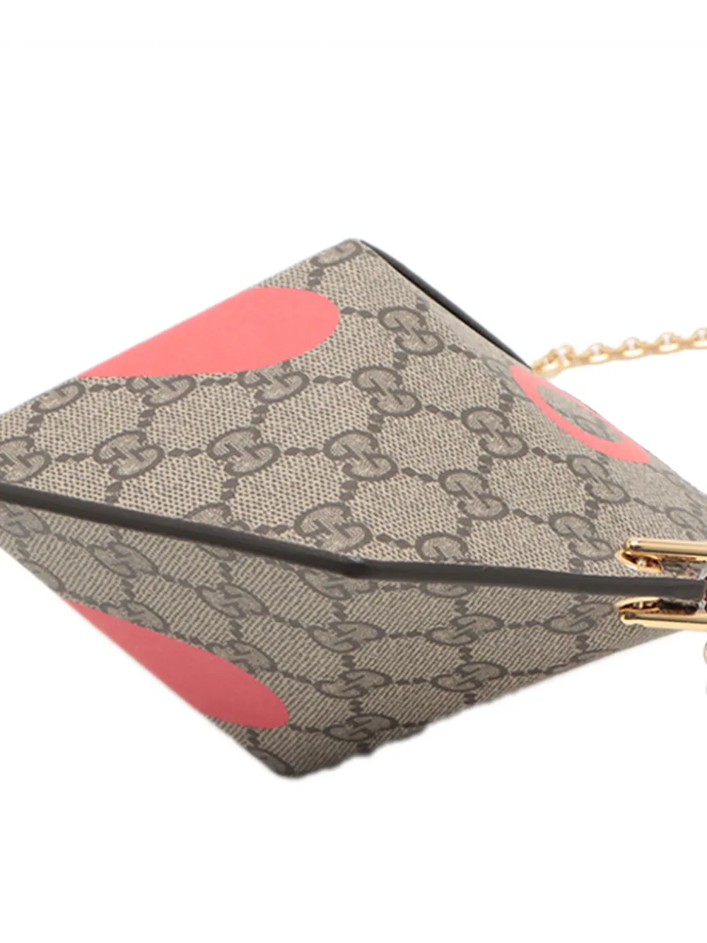 Pre-owned Gucci 2016-2025 Gg Supreme Heart Love On Chain Crossbody Bag In Brown