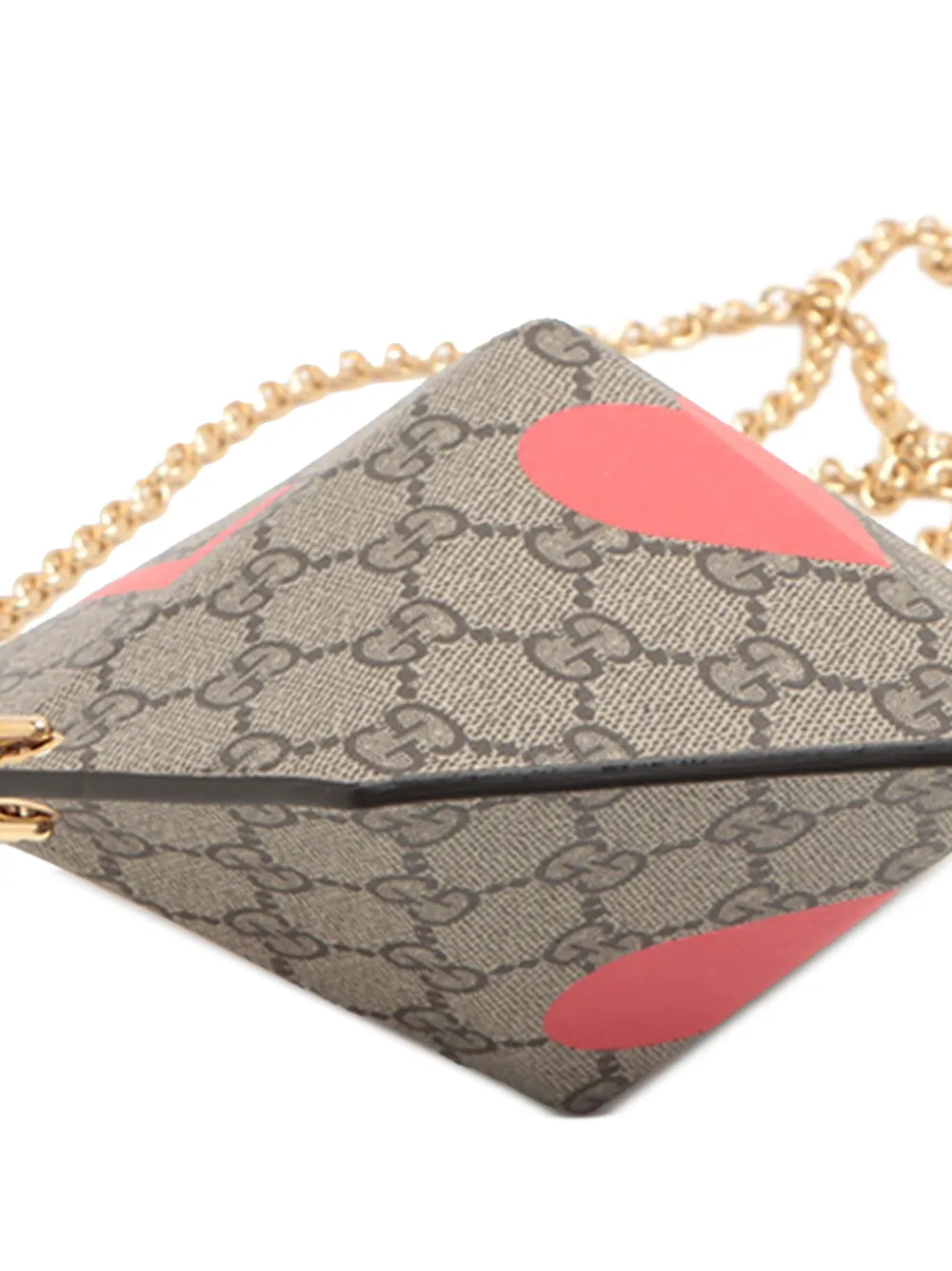 Pre-owned Gucci 2016-2025 Gg Supreme Heart Love On Chain Crossbody Bag In Brown