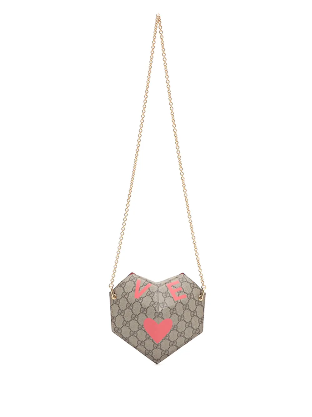 Gucci Pre-Owned 2016-2025 GGスプリーム ハート ラブ オン チェーン ショルダーバッグ - ブラウン