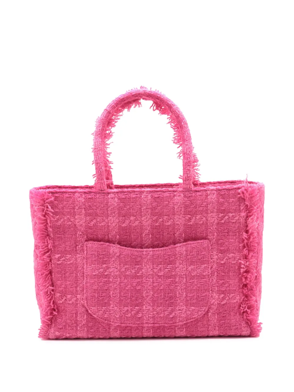 Pre-owned Chanel 2019 Medium Tweed Logo Zipped Shopping Tote Bag In Pink