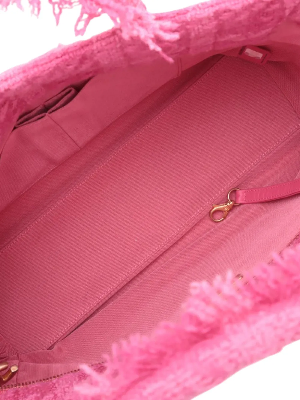 Pre-owned Chanel 2019 Medium Tweed Logo Zipped Shopping Tote Bag In Pink