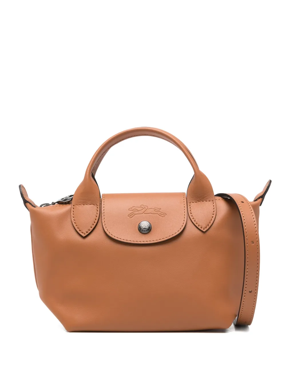 Longchamp ル プリアージュ エクストラ レザーミニバッグ XS - ブラウン Longchamp ル プリアージュ エクストラ レザーミニバッグ XS - ブラウン