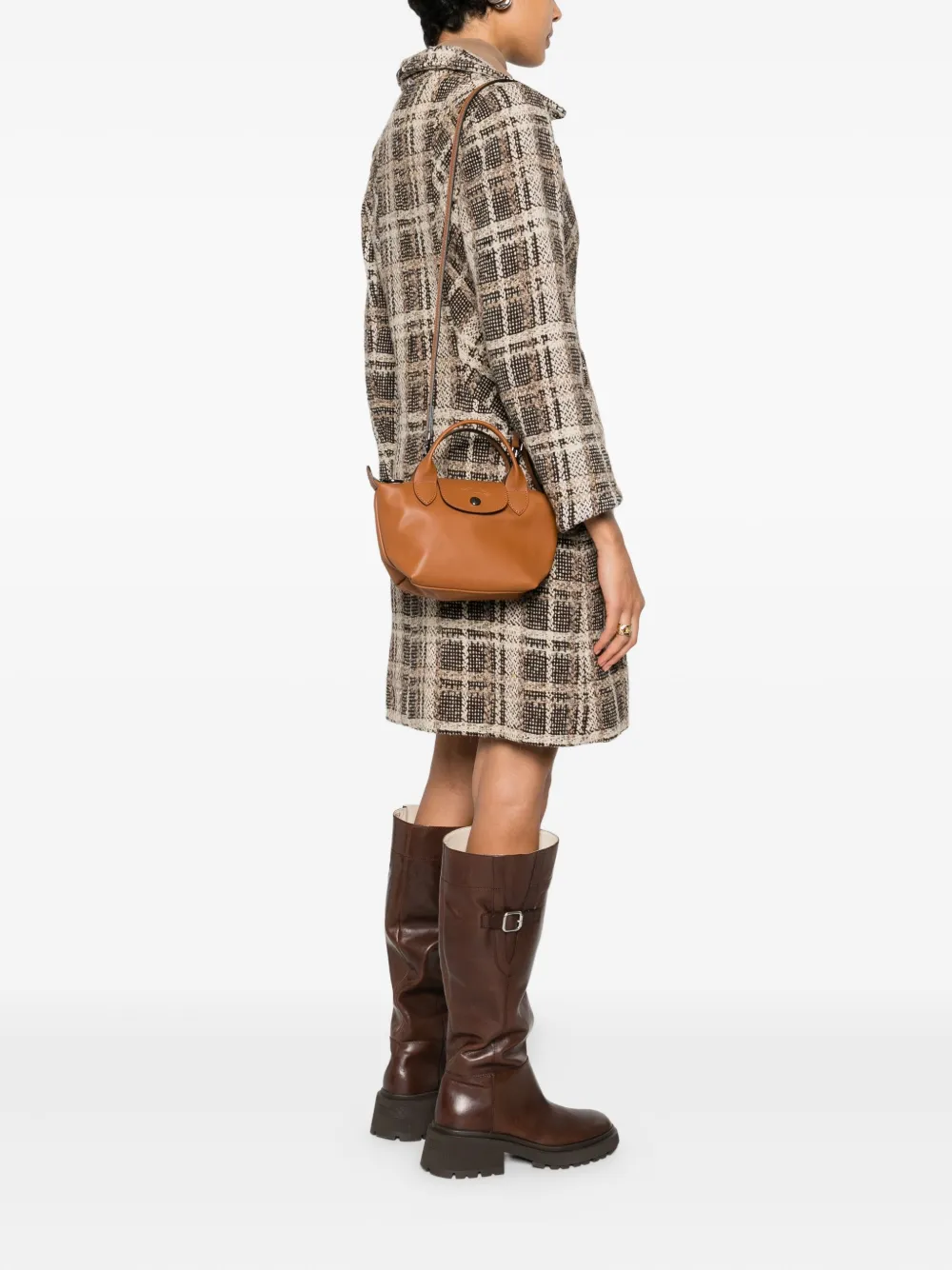 Longchamp Le Pliage Xtra XS leather mini bag - Bruin
