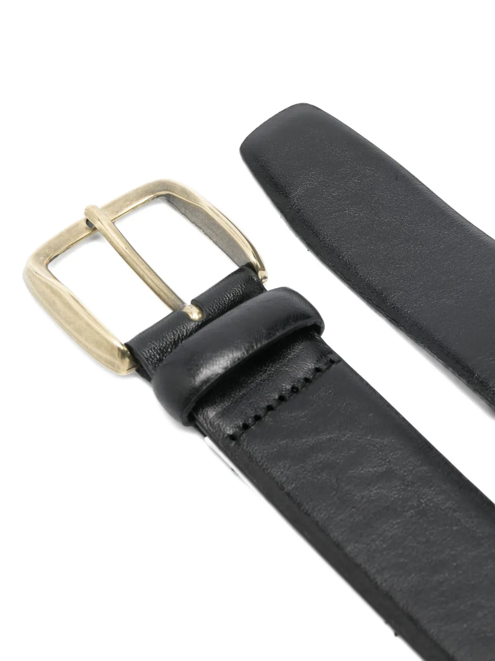 Aspesi Buckle Leather Belt In Black