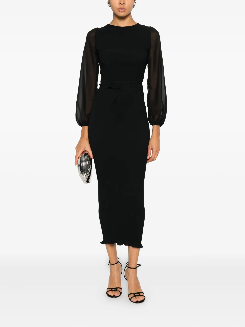 NEVER FULLY DRESSED Perrie sheer longsleeve dress - Zwart