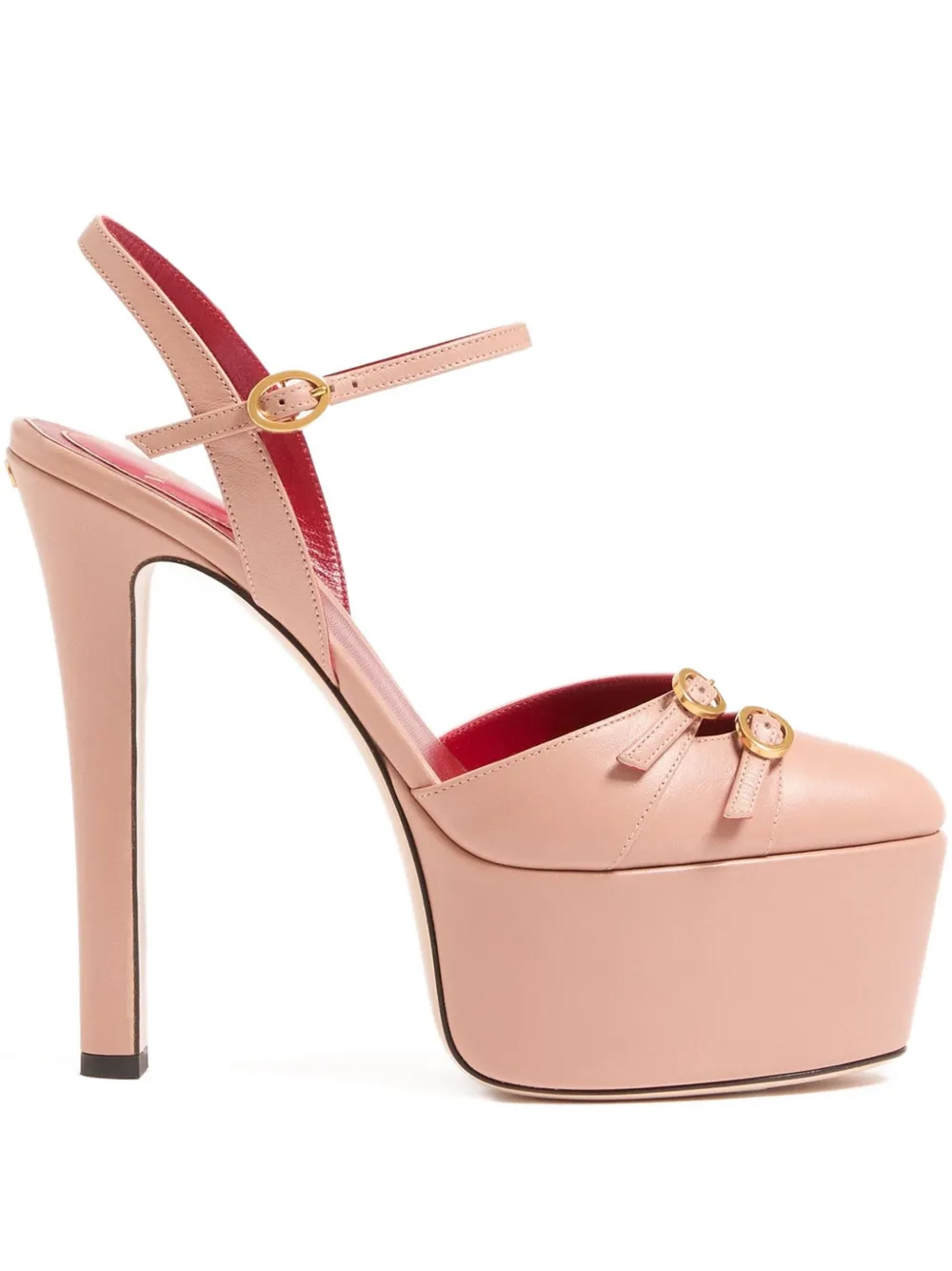 Valentino 145mm Crasher Buckle-strap Platform Pumps In Pink