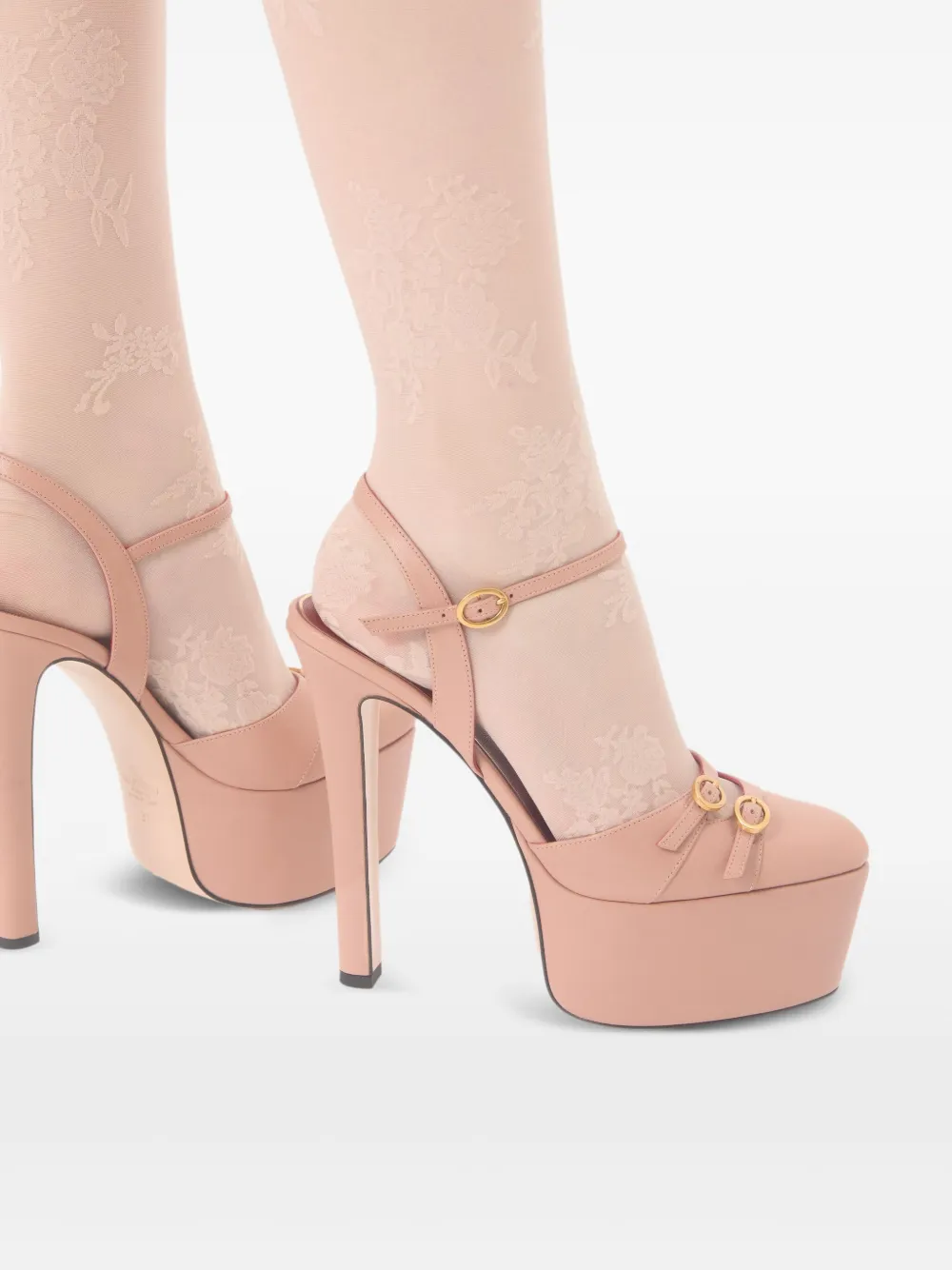 Valentino 145mm Crasher Buckle-strap Platform Pumps In Pink