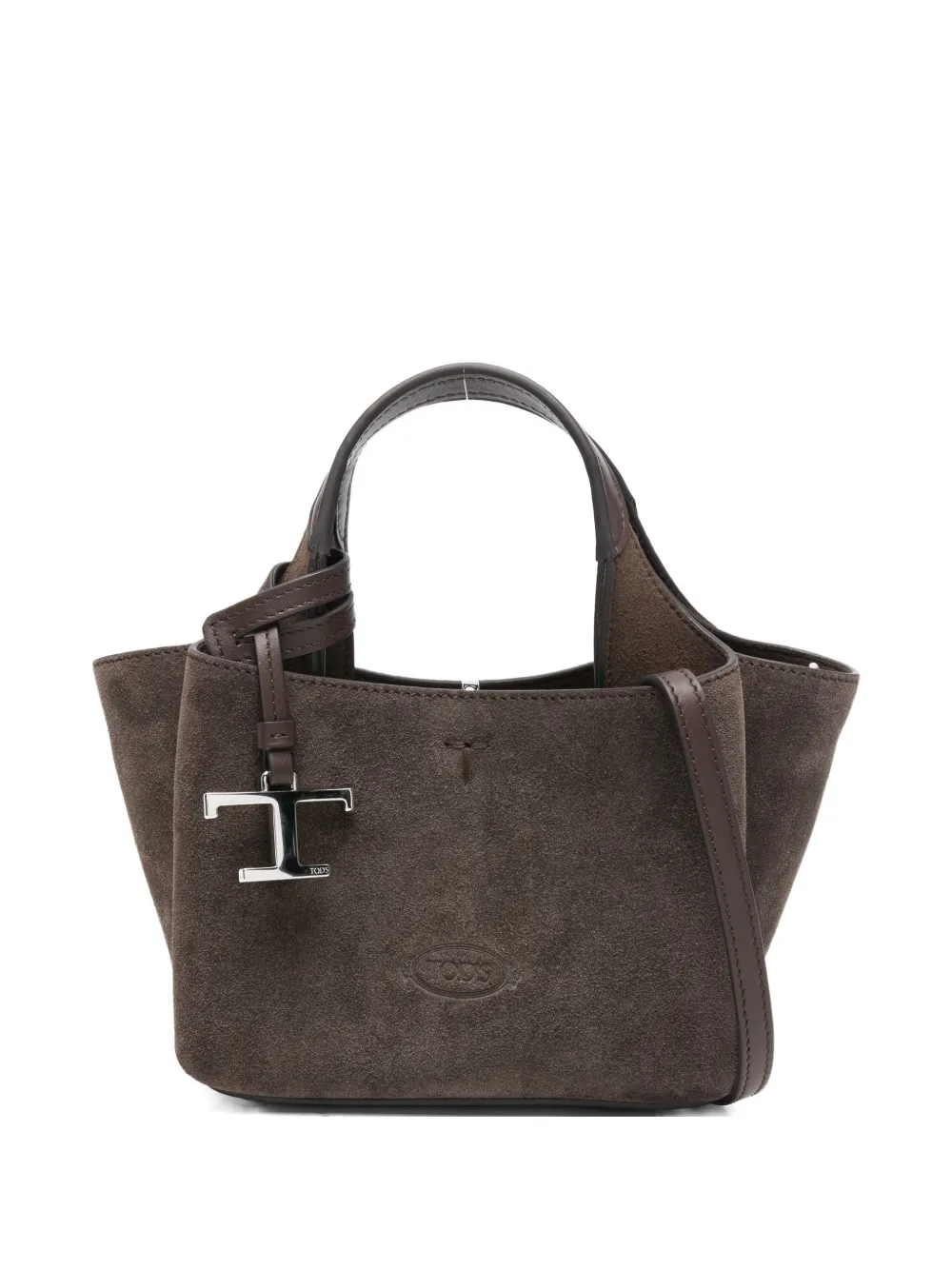 Tod's liten totebag i mocka med logotypberlock | brun | Image 1
